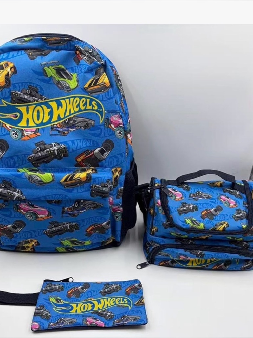 Hot Wheels Blue Kids 3Pc Backpack Set - NEW